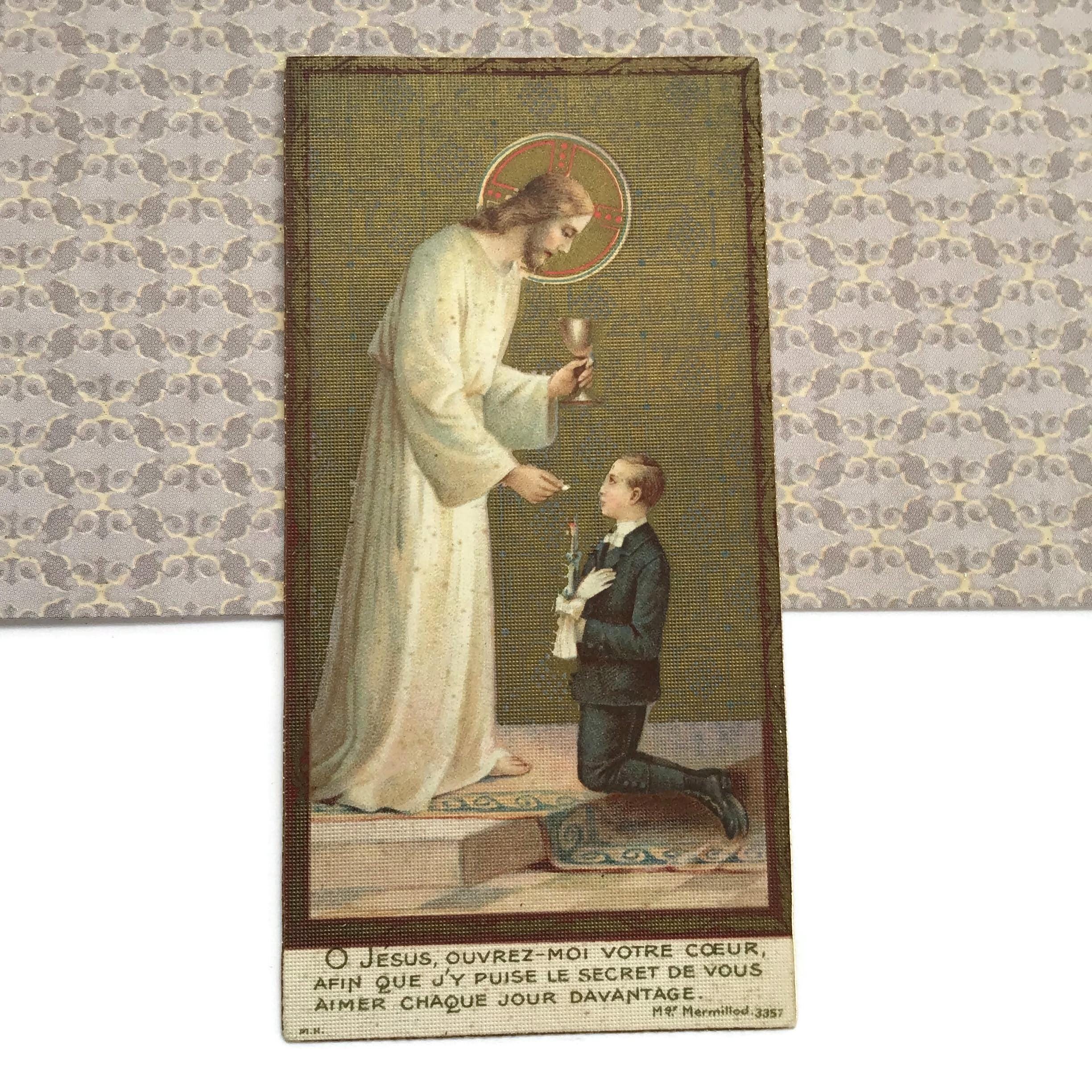 Antique First Communion Prayer Card - Brussels 1916 Catholic Keepsake ...