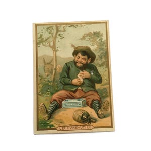Antigo Cartão Comercial Francês – Biscoitos Lefèvre-Utile – Possivelmente Sancho Panza