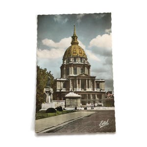 Carte postale française vintage – Les Invalides Paris – Street View couleur Mid-Century – Architecture Golden Dome