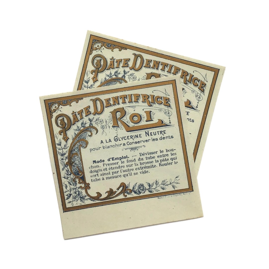 Victorian Toothpaste Label Two Antique French Toothpaste Labels: Pâte Dentifrice Roi, Early 1900s ...