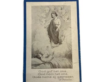 Child Memorial Funeral Card: Belgian Mourning Prayer (1928 Vintage)