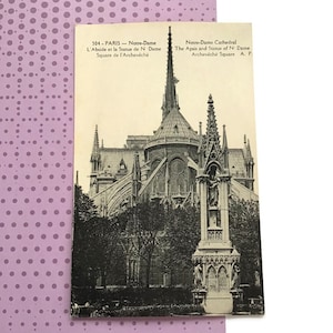 Notre-Dame Cathedral Apse And Statue French Postcard, c. 1900s