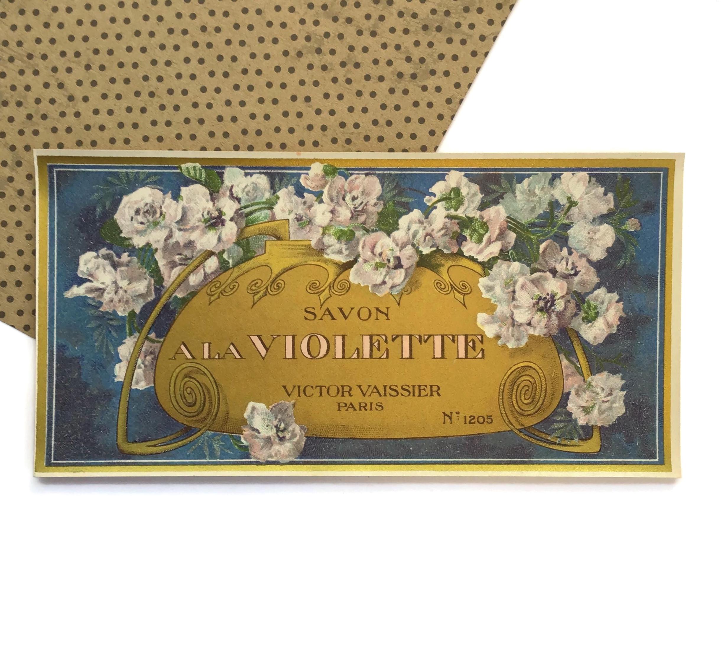 Antique French Soap Label – Violet Flower Label – Victor Vaissier