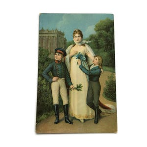 Carte postale royale ancienne – La reine Louise et ses princes – Art Paul Lotzmann – Stengel & Co.