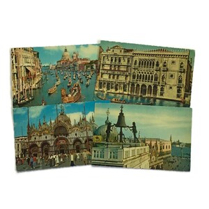 Set di 4 cartoline d'epoca di Venezia: Canal Grande, Basilica di San Marco e monumenti storici