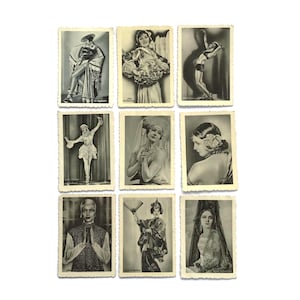 Tarjetas fotográficas vintage de bailarinas alemanas: juego de 9 piezas coleccionables de SABA Tänzerinnen: retratos de celebridades en blanco y negro de la década de 1930