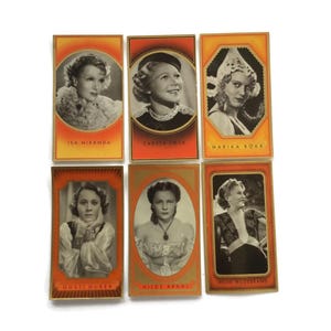 Juego de 6 tarjetas vintage de estrellas de cine alemanas de la década de 1930: efímeras de glamour art déco