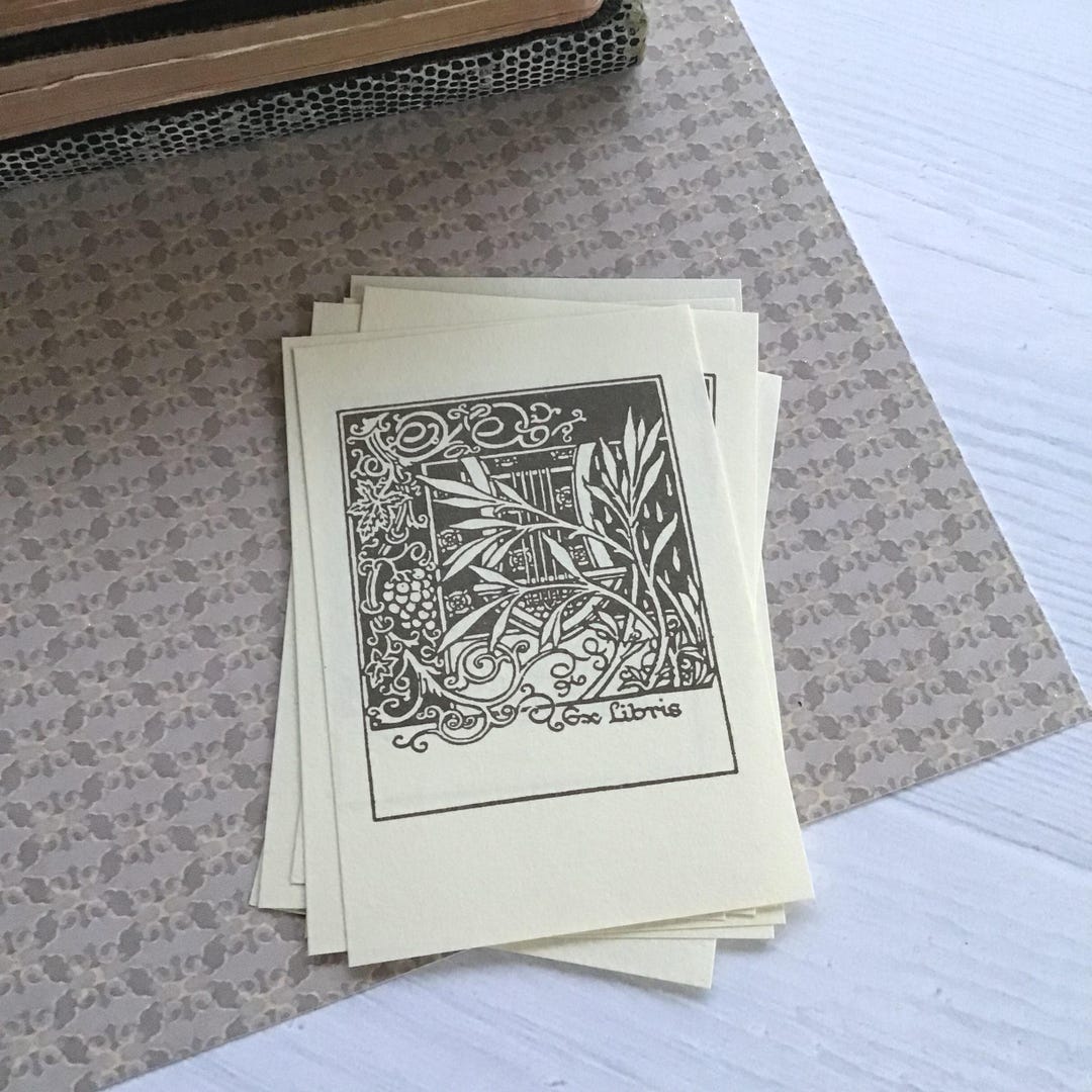 ex-libris-bookplates-art-nouveau-floral-panel-italy-1980s-set-of-10