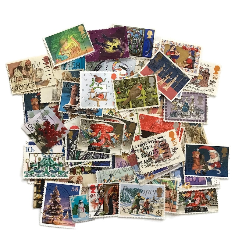 Vintage Christmas Stamps – Holiday Ephemera from UK & World – 1960s–2000s Mixed Lot (50) image 4
