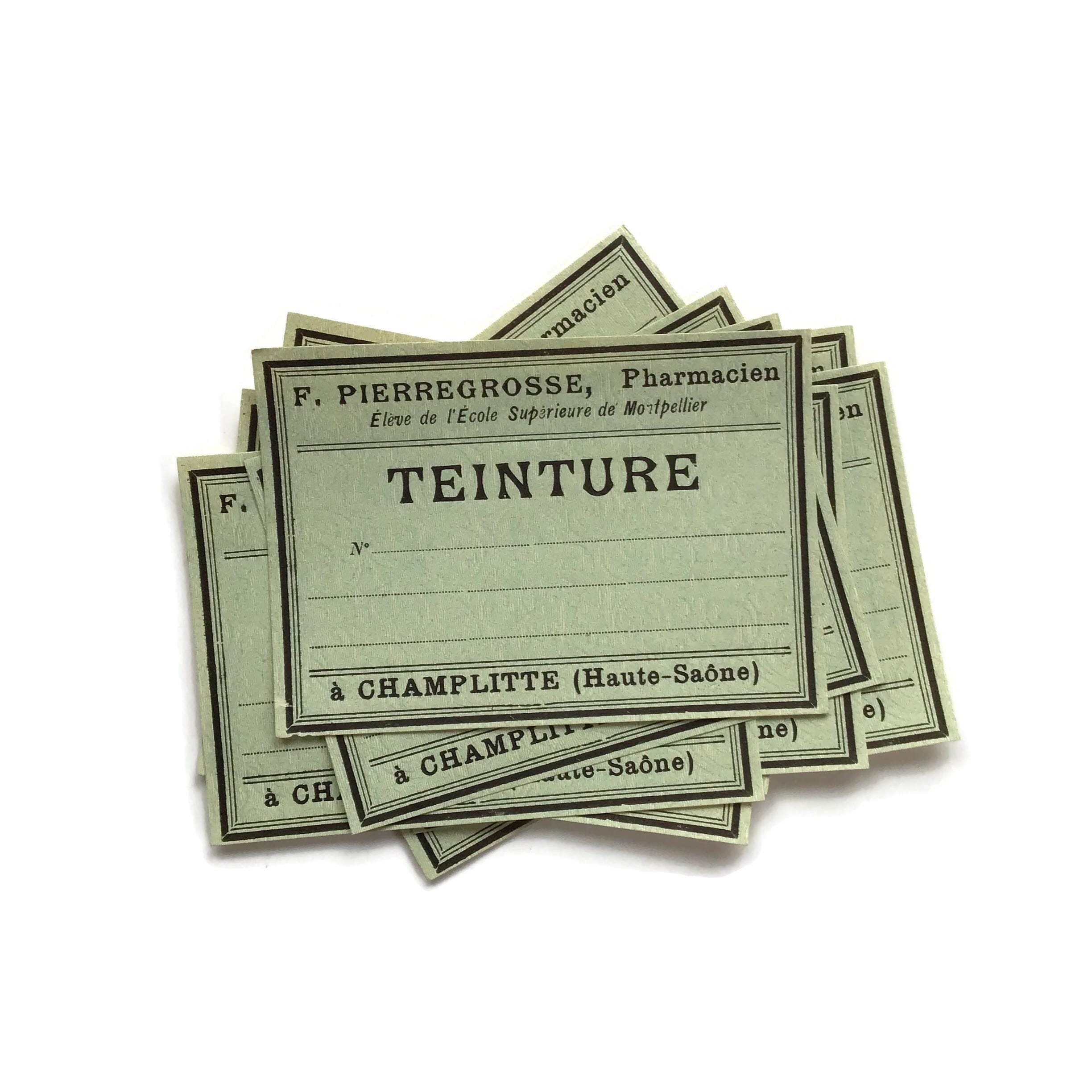 ヴィンテージフランス薬局ラベル10枚セット – Champlitte社製Teinture