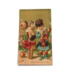 Carte ancienne de clowns français – Poupées ivres – Publicité Guérin-Boutron en chocolat