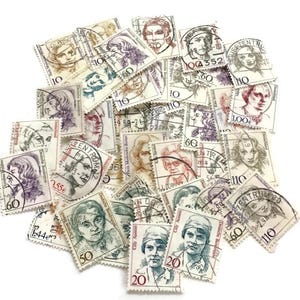 Vintage German Stamps - Set of 25 Portrait Series - Random Mix for Crafting, Journaling, Collecting