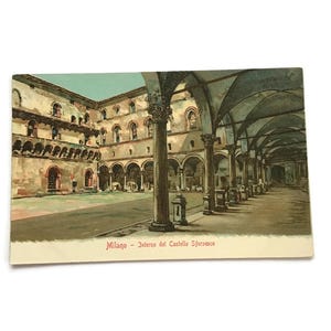 Carte postale italienne vintage - Castello Sforzesco, Milan, début des années 1900 - Architecture