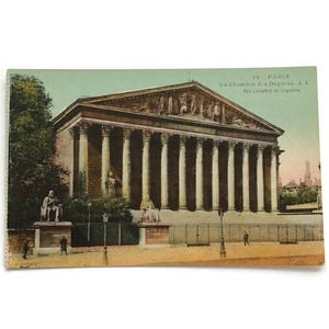 Antique Paris Postcard | Chamber of Deputies | Hand Colored France