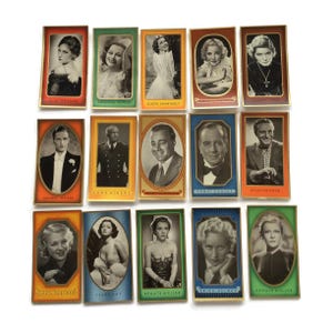 Carte di sigarette di star del cinema tedesco degli anni &#39;30 – Set di 15 ritratti vintage