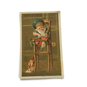 Victorian Baby & Toy Trade Card - Chocolat Ibled, Vintage französische Werbung, 1890er Jahre Ephemera
