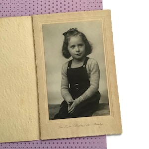 Vintage Girl Portrait Photo: 1930s Studio Folder with Bow
