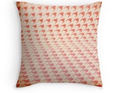 Throw Pillow Case : Red White Houndstooth Mid Century Mad Men Retro Graphic Minimalist 50s 60s Mod Home Decor