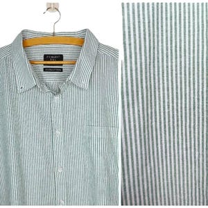Koszula męska w paski w kolorze zielono-białym, w stylu vintage, koszula typu boyfriend, oversize, koszula z długim rękawem zapinana na dole, klasyczna koszula typu oxford, zdjęcie 1