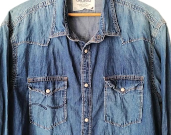 Koszula męska w stylu vintage, koszula typu boyfriend, koszula oversize, koszula z długim rękawem, klasyczna koszula męska, kowbojski styl western,
