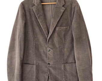 Vintage beige corduroy men's blazer, classic 2 button blazer, oversized blazer, sport coat, boyfriend blazer, velvet jacket
