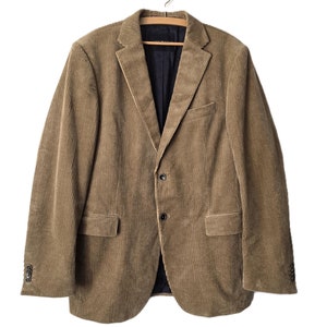 Vintage TOMMY HILFIGER Beige corduroy men&#39;s blazer, classic 2 button blazer, oversized blazer, sport coat, boyfriend blazer,  DDP included