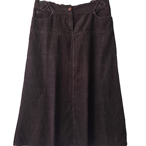 Vintage Brown corduroy maxi skirt , hight waist boho velvet A-line skirt,  size M-L