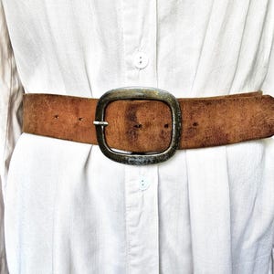 Vintage brown genuine leather belt, classic jeans belt, cowboy belt , unisex studs belt, rodeo belt