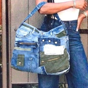 Sac Levi's en denim Sac hobo en denim à patch camouflage Sac porté épaule recyclé
