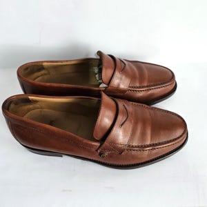 Scarpe eleganti vintage Penny Loafer - Mocassini classici marroni in vera pelle - Mocassini da lavoro slip-on EU 40, immagine 5