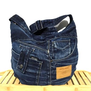 Faded Jeans Hobo Bag Crossbody bag Gift For Her Shabby Jeans bag Crossbody Messenger Bag Handbag Shoulder Purse size 16 in / 14 in