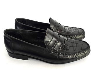 Vintage Penny Loafers, Dress Shoes Mens, genuine leather classic black loafers, EU 40 slip ons men's loafers business loafers,