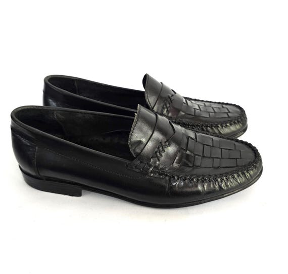 Vintage Penny Loafers, Dress Shoes Mens, genuine leather classic black loafers, EU 40 slip ons men's loafers business loafers,