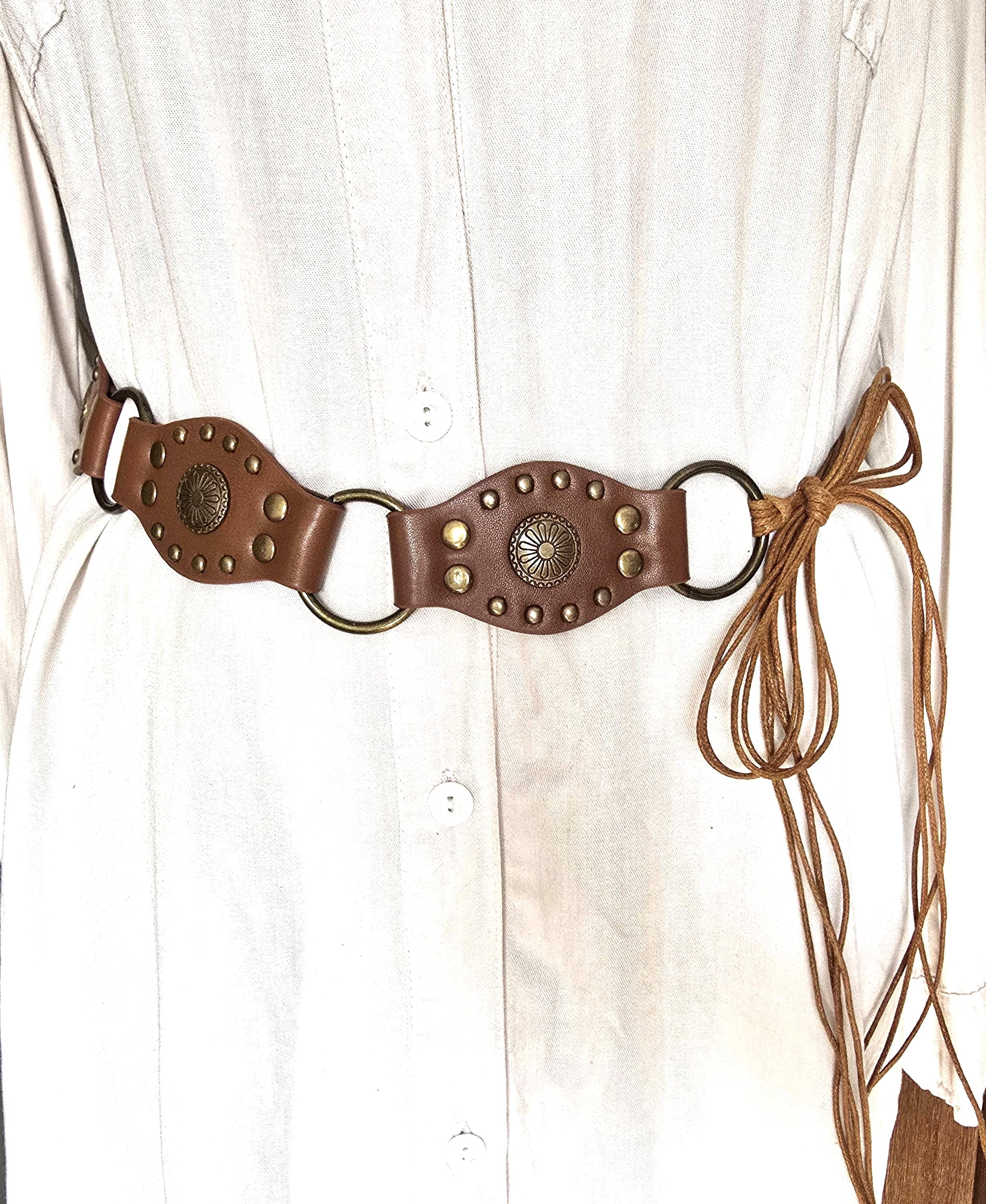 Vintage Brown Distressed Eco Leather Belt - Rustic Boho  display picture 3