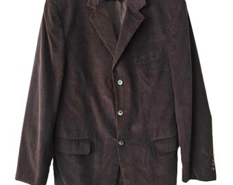 Blazer vintage de pana marrón beige para hombre, blazer clásico para hombre, abrigo deportivo, blazer boyfriend con bolsillos exteriores, chaqueta elegante