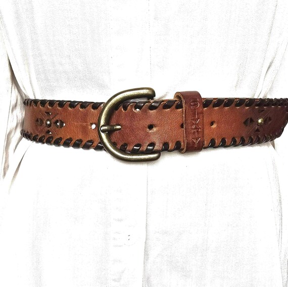 Vintage Rustic Bohemian Genuine Leather Belt, Studs Rivets  display picture 1