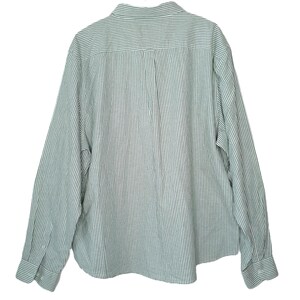 Koszula męska w paski w kolorze zielono-białym, w stylu vintage, koszula typu boyfriend, oversize, koszula z długim rękawem zapinana na dole, klasyczna koszula typu oxford, zdjęcie 6