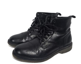 US VINTAGE 米軍 ADDISON SHOE COMP社製 レザーブーツ Vintage Men's 1987 Addison Shoe Comp. Black 9 Hole Lace up