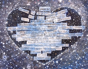 Sonnet 55 Collage- 16x22- Celestial Art- Acrylic Painting- Blue and White- Shakespearean Sonnet