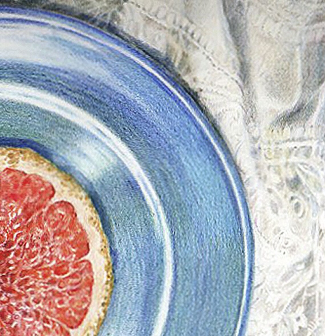 Grapefruit Drawing Original Colored Pencil Art Photo Etsy