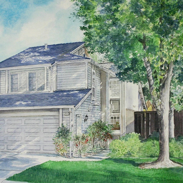 Retrato personalizado de casa - Elija el tamaño - Pintura para el hogar - Pintado a mano - Regalo personalizado