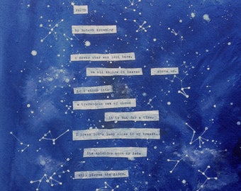 Collage de poèmes Faith - 11 x 14 - Robert Browning - Art de la constellation - cadeau inspirant pour papa