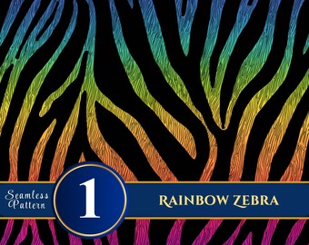 Rainbow Zebra Seamless Pattern, Vibrant Animal Print Digital Paper (Instant Download)