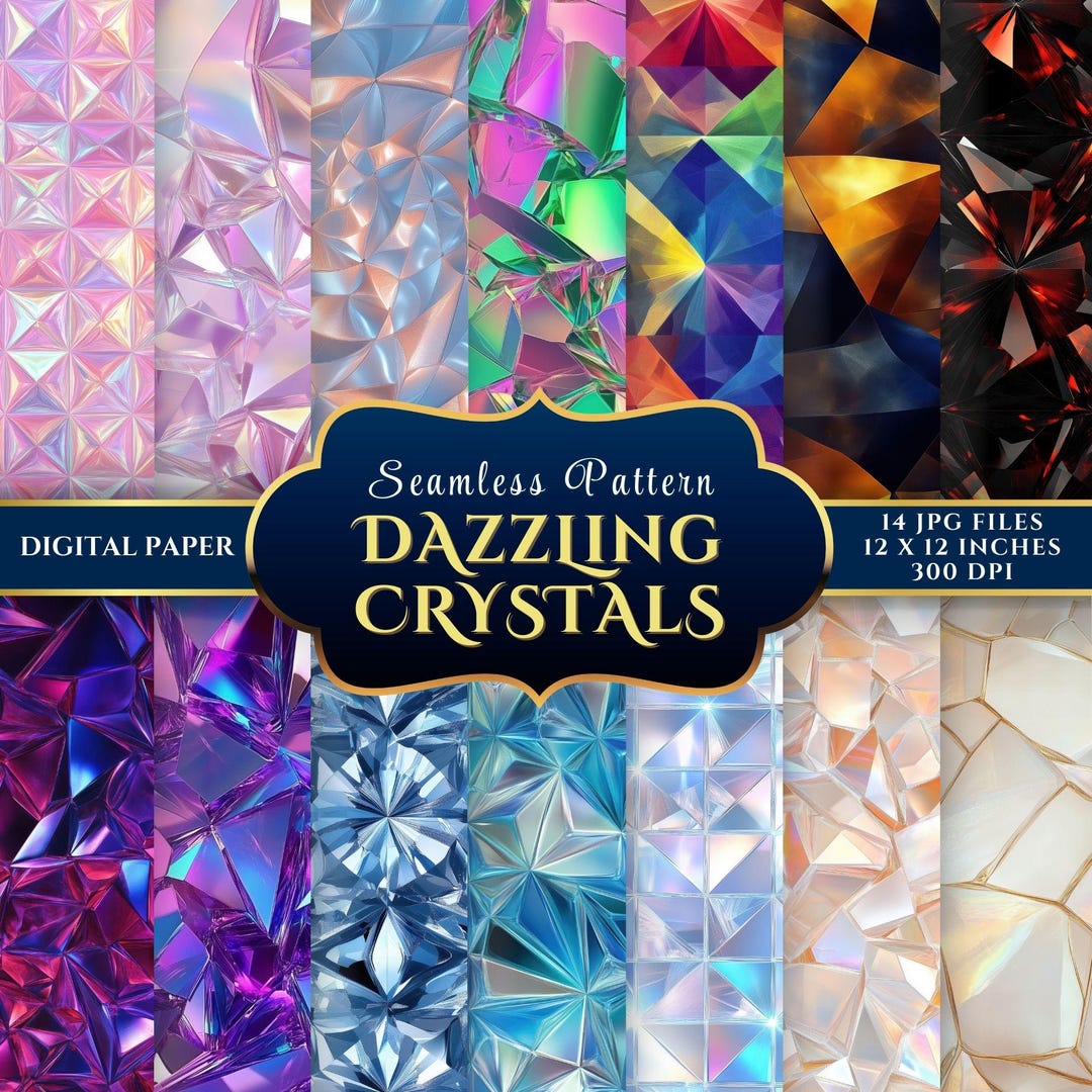 Dazzling Crystals Seamless Digital Paper Pack for Designers and ...