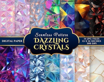 Dazzling Crystals Seamless Digital Paper Pack for Designers and Crafters