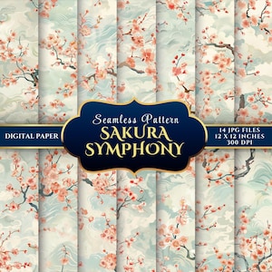 Sakura Symphony Seamless Vintage Digital Paper for Crafting Enthusiasts