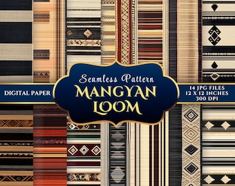 Mangyan Loom Digital Paper | Philippine Tribal Seamless Patterns (14 JPGs)