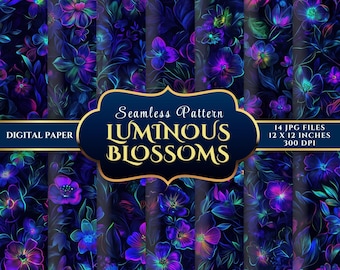 Luminous Blossoms Seamless Floral Digital Paper for Creatives