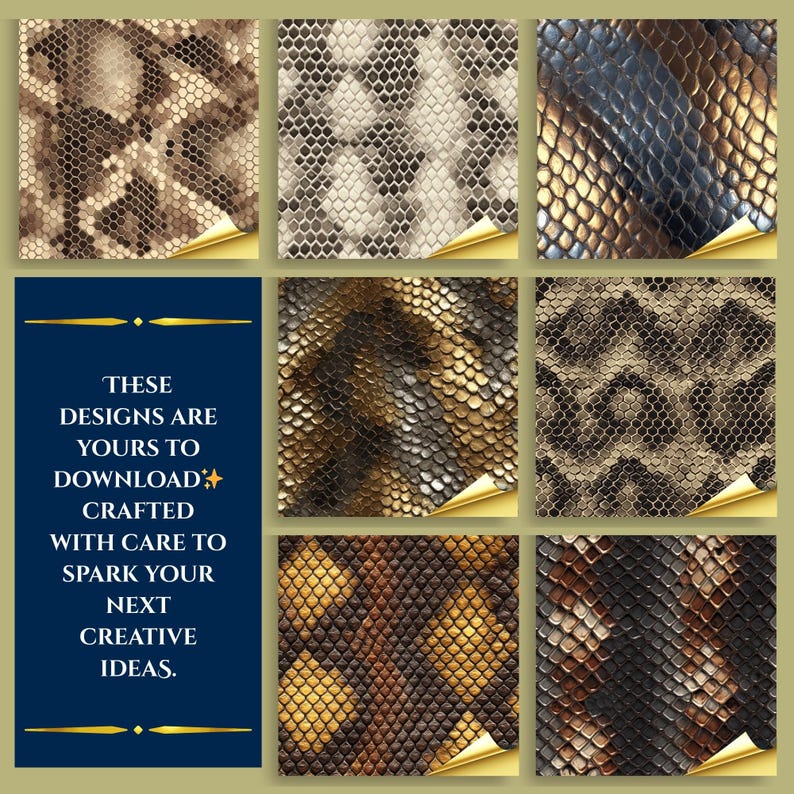 Snake Effect Rectangle Snakeskin Digital Paper, Seamless Reptile Texture, 12x12 JPG, 300 DPI ...