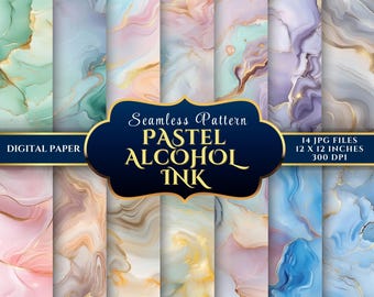 Papel digital em tons pastel com tinta à base de álcool, texturas perfeitas para scrapbooking, 30,5 x 30,5 cm (12 x 12 polegadas), 300 DPI, download instantâneo.